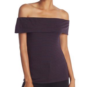 NWOT Trina Turk Off-the-Shoulder Stripe Tee